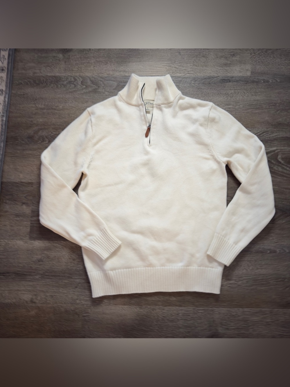 Womens J Crew SZ sm Cream 1/4 Zip Sweater. 100% cotton